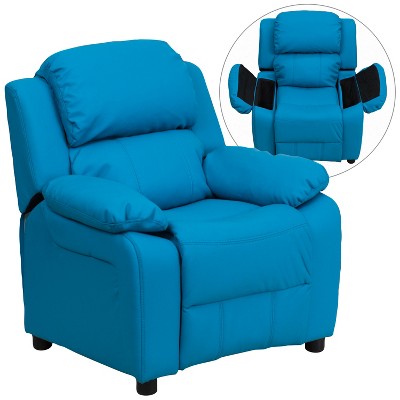 Emma And Oliver Deluxe Padded Contemporary Kids Recliner With Storage ...