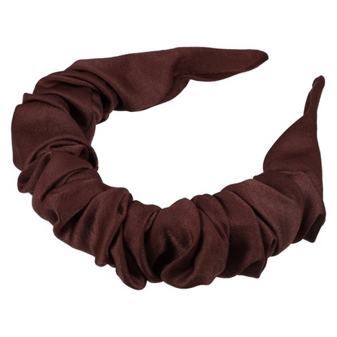 Unique Bargains Women's Solid Color Pleated Headband 1 Pc Brown : Target