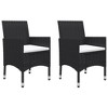 vidaXL 3 Piece Bistro Set Poly Rattan and Tempered Glass Black - 3 of 4