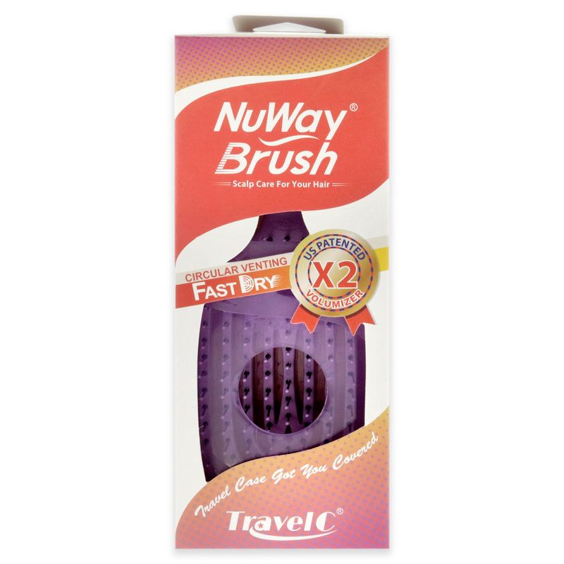 NuWay 4Hair Patented Curved and Vented TravelC - Purple - 1 Pc Hair Brush, 5 of 7