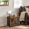 phiestina Dog Crate Furniture with Cushion, Wooden Dog Crate Table, Double Doors Dog Furniture, Indoor Dog Kennel, Rustic Brown - 4 of 4
