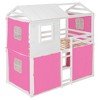 Twin/Full Size Bunk Wood House Bed with Tent, Fun Playhouse Design for Kids - ModernLuxe - 4 of 4