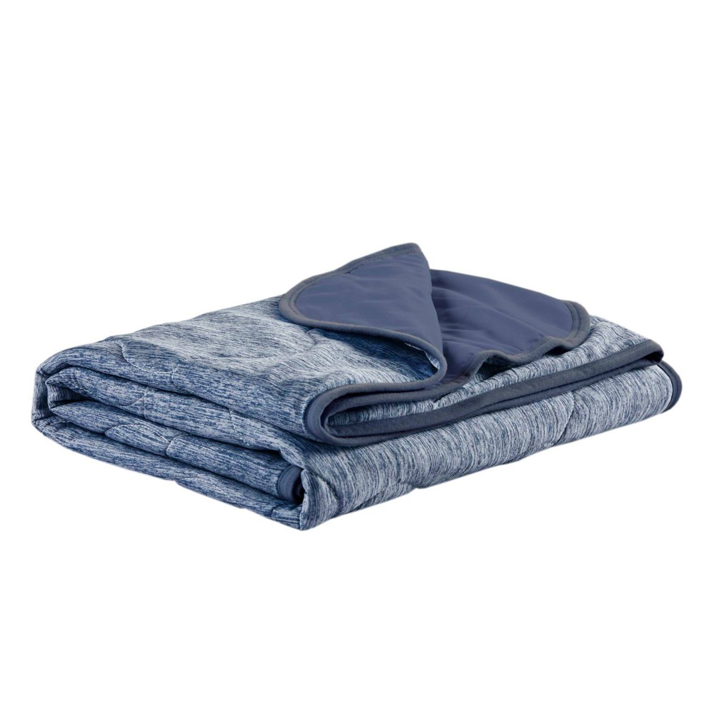 Photos - Duvet Sharper Image Cooling Touch Throw Navy Blue: Quilted, Wrinkle-Resistant, O