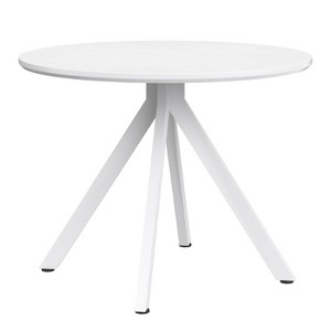 Lirago 39 Mid Century Modern Round Dining Table for 4-6 Person Thick Wood Tabletop with Metal Frame for Kitchen Dining Room Living Room White - 1 of 4