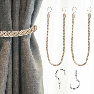 Unique Bargains Handmade Woven Braided Metal Screw Hooks Curtain Tiebacks - 1 of 4