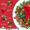 Acekool 22" Holiday Wreath with Red Green Balls, Pine Cones & Velvet Bow for Door Window Wall Decor - 3 of 4