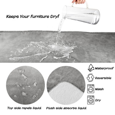 Large Gray Waterproof Reversible Pet Blanket with Fleece