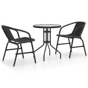 vidaXL 3 Piece Patio Dining Set Black - 1 of 4