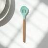 Unique Bargains Spoon Hand Wash Only Wooden Handle Slotted Spoon Silicone Wooden Handle 12.6" 1 Pc - 2 of 4