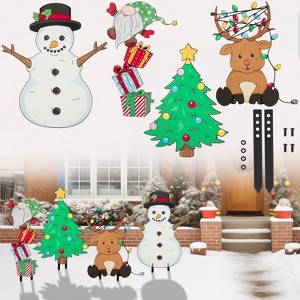 SCS Direct Christmas Characters Set Metal Yard Signs, 4pc Different Large Outdoor Xmas Decorations - Includes Four 6" Stakes, Winter Holiday Decor - 1 of 4