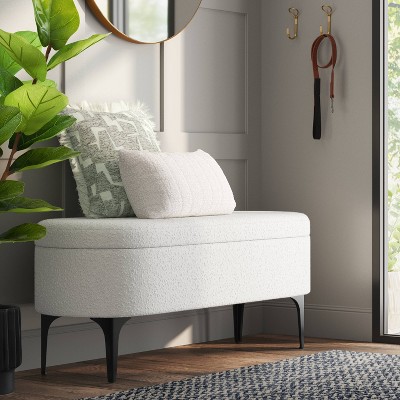 Storage Bench with Metal Legs Cream Boucle - Threshold™