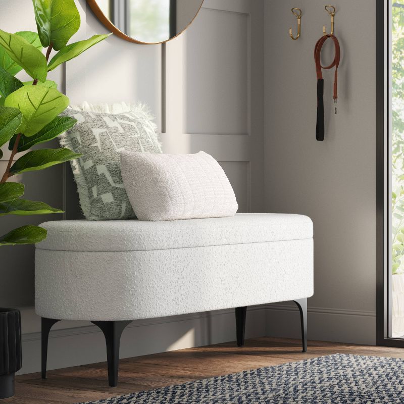 Storage Bench with Metal Legs Cream Boucle - Threshold™, 3 of 11