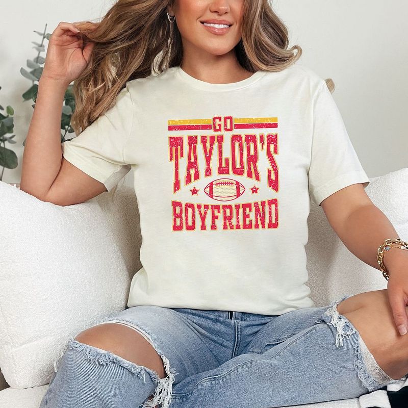 Simply Sage Market Women's Go Taylor's Boyfriend Football Short Sleeve Graphic Tee, 2 of 4
