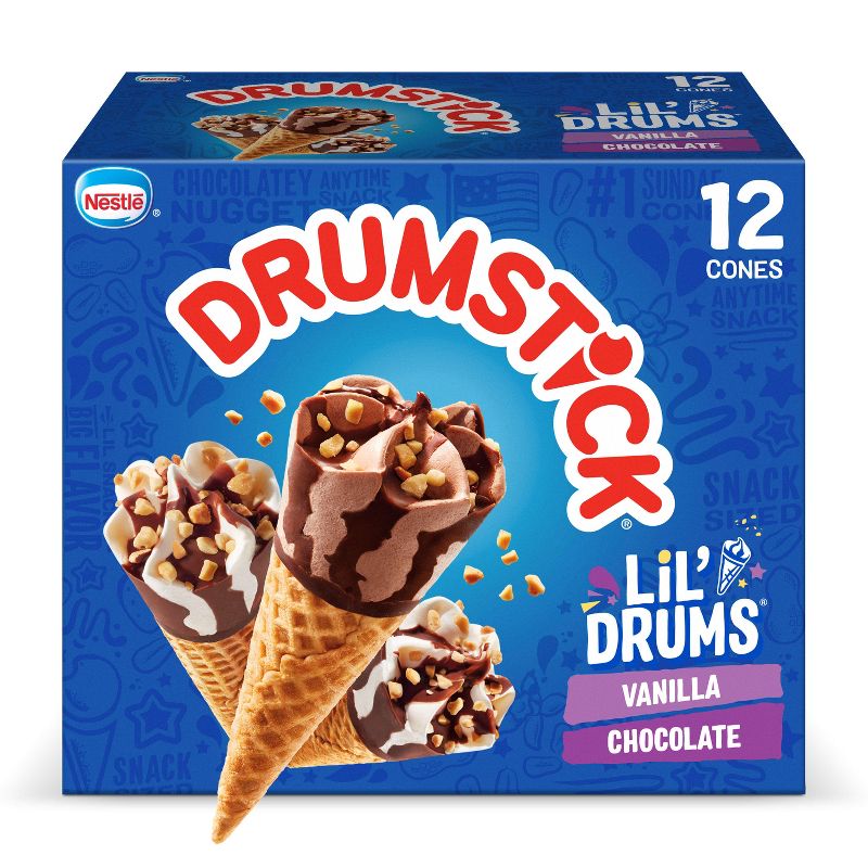 Nestle Drumstick Lil&#39; Drums Vanilla Chocolate Ice Cream Cones - 12ct, 1 of 16