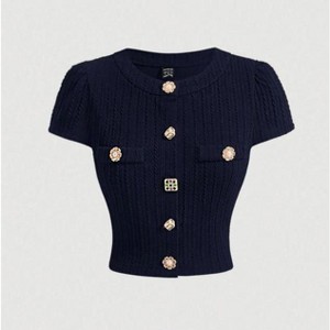 TIME HOLLOW Metal Button Short Sleeve T-Shirt - 1 of 3