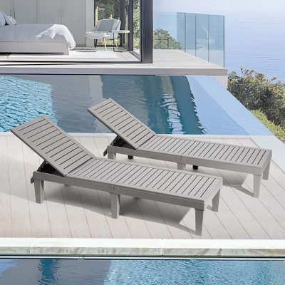 Gray Adjustable Polyresin Outdoor Chaise Lounge Set