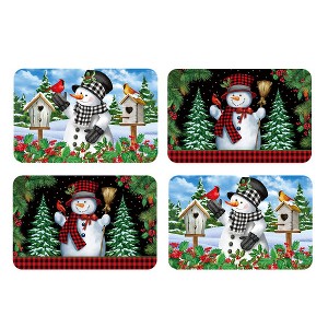 Briarwood Lane Winter Placemat (4-pack) 17x11.25 Checkered Snowmen For Winter Placemat - 1 of 4