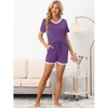 cheibear Women's Soft Shorts Sleeve Nightwear with Pockets Pajama Set 2 Pcs - 2 of 4