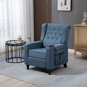 Wingback Recliner Chair, Modern Arm Pushing Recliner With Chair Button Tufted Push Back, Fabric Pushback Manual Single Reclining Sofa Seating - 1 of 4