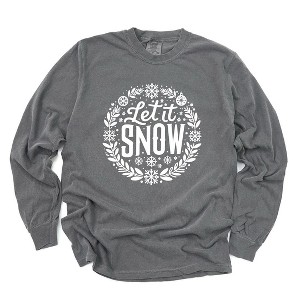 Simply Sage Market Women's Let It Snow Wreath Long Sleeve Garment Dyed Tee - 1 of 4
