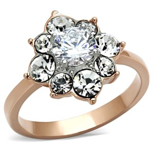 Slickblue Two-Tone Stainless Steel Ring with Clear CZs, Rose Gold Finish, Women’s Ring, Christmas Style, Sizes 5-10 - 1 of 4