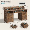 Bestier 59"Wood Executive Desk with Drawers, Computer Desk with Keyboard Tray,Home Office Desk with Charging Station&Monitor Stand&File Cabinet - 2 of 4