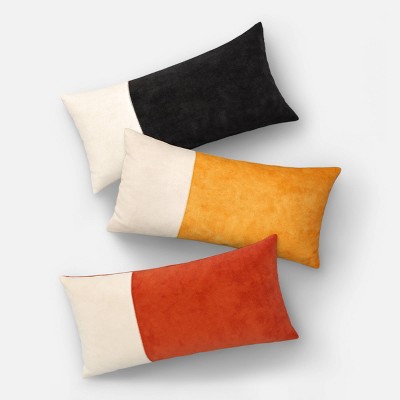 Oversized Colorblock Pieced Suede Lumbar Throw Pillow - Threshold™