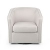 PAGED Modern Swivel Accent Chair, Fabric Barrel Club Chair with Nailhead Trims, Living Room Chair for Bedroom, No Assembly Required - 3 of 4