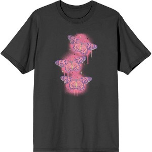 Spray Paint Butterfly Adult Crew Neck Short Sleeve Tee - 1 of 2