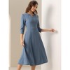 INSPIRE CHIC Women's Elegant Split Neck Side Zipper Pockets 3/4 Sleeve Work A-Line Dress - 3 of 4