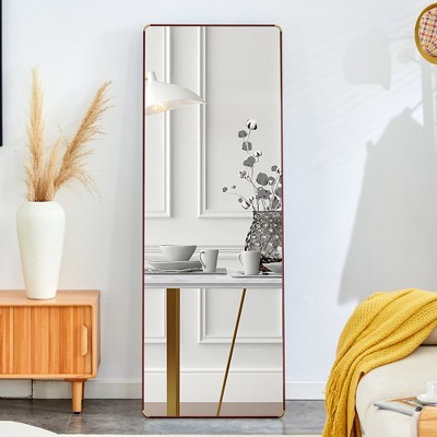 Vynxaria Aluminum alloy metal frame wall-mounted full-length mirror for porch,bathroom vanity mirror,floor-to-ceiling mirror,Gold