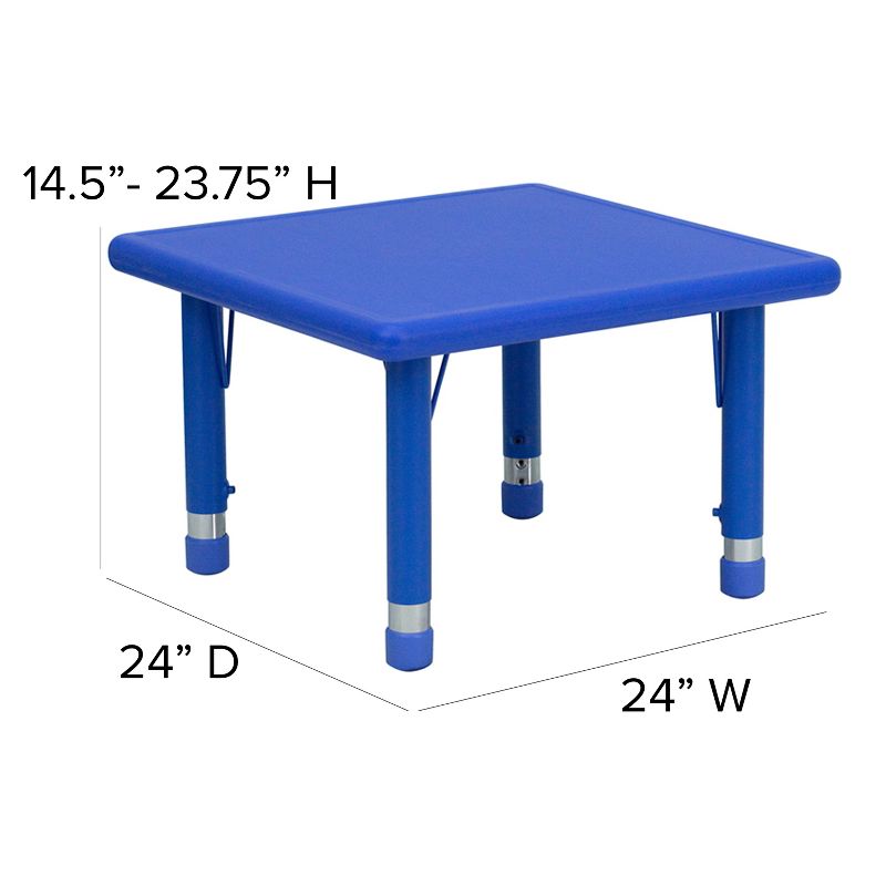 Flash Furniture 24" Square Plastic Height Adjustable Activity Table Set with 2 Chairs, 5 of 9