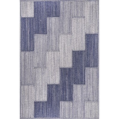 Nuloom Winslow Geometric 5x8 Wool Indoor Area Rug for Living Room Bedroom Dining Room Kitchen, Blue/Ivory
