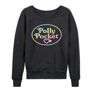 Women's - Polly Pocket - Polly Pocket Ombre Logo Lightweight French Terry Wide Neck Long Sleeve Shirt - 1 of 4
