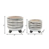 Sagebrook Home Set of Two 6"/8" Ceramic Abstract Design Footed Planters - 3 of 4