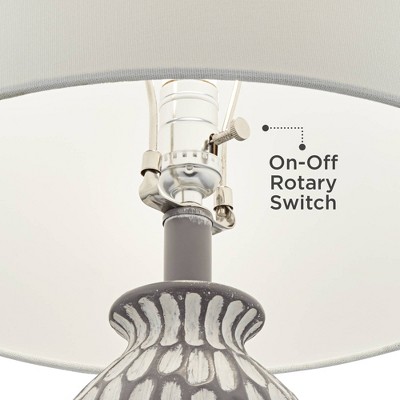 Carlton Gray Wash and White Table Lamp Set with Fabric Shades