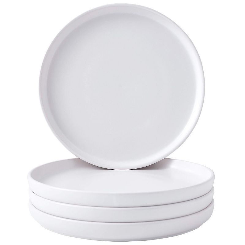 Bruntmor 8" Round Ceramic Dinner Plate, Set of 4, Gray, 3 of 11