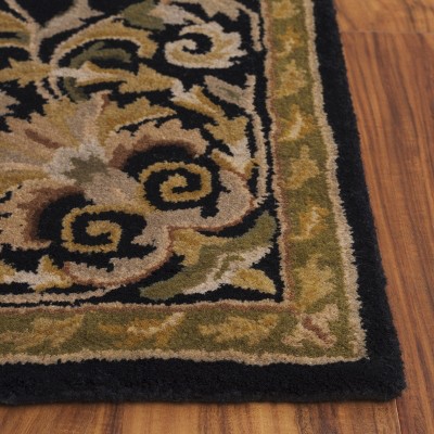 Black and Gold 4' x 6' Hand-Tufted Wool Area Rug