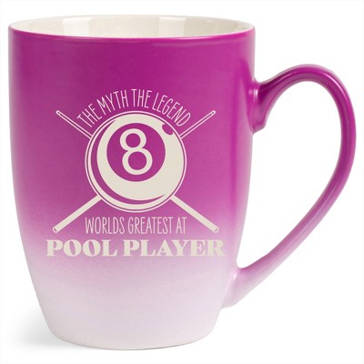 100 North Eight Ball Billiards Design 10 Ounce Pink and White Two Toned Ombre, Comfortably Fits Your Hands, Ceramic Tea Coffee Cup Mug, The Myth The
