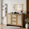 Modern Rattan Buffet Cabinet Sideboard with Storage,47" Boho Credenza Buffet Console Table with Drawers&Doors,Wooden Coffee Bar Cabinet - 3 of 4
