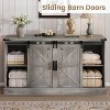 Farmhouse Entertainment Center with Sliding Barn Doors, Television Stands with Large 4 Drawers, Bar Handles - 3 of 4