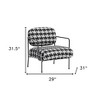 HomeRoots 29" Black And White And Black Upholstered Houndstooth Arm Chair - 3 of 4