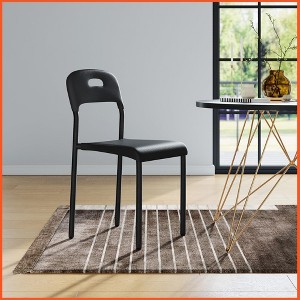Dining Chairs Set of 4, Stackable Modern Kitchen Chairs, Plastic Dining Room Chair with Metal Legs - 1 of 4