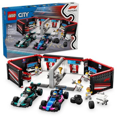 LEGO City F1 Garage & Mercedes-AMG & Alpine Cars, Portable Playset 60444