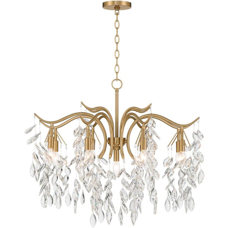 Vienna Full Spectrum Rysa Warm Brass Chandelier 30 1/2" Wide Modern Clear Crystal 9-Light Fixture for Dining Room House Foyer, 6 of 9