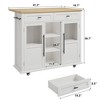 Rolling Kitchen Island Table on Wheels with Drop Leaf, Storage Cabinet, Drawer, Spice/Towel Rack, Kitchen Cart, 41" Wide White - 2 of 4