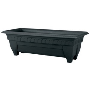 DCN Plastic Azura Rectangle Patio Planter, Black, 27in - 1 of 1