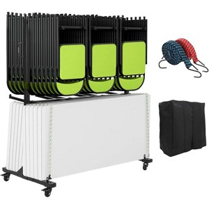 Folding Chair Rack on Wheels,Heavy Duty Metal Folding Chair Storage Cart Dolly, Holds Up to 42 Chairs or 6 Tables, 265 Lbs Capacity, Black - 1 of 4