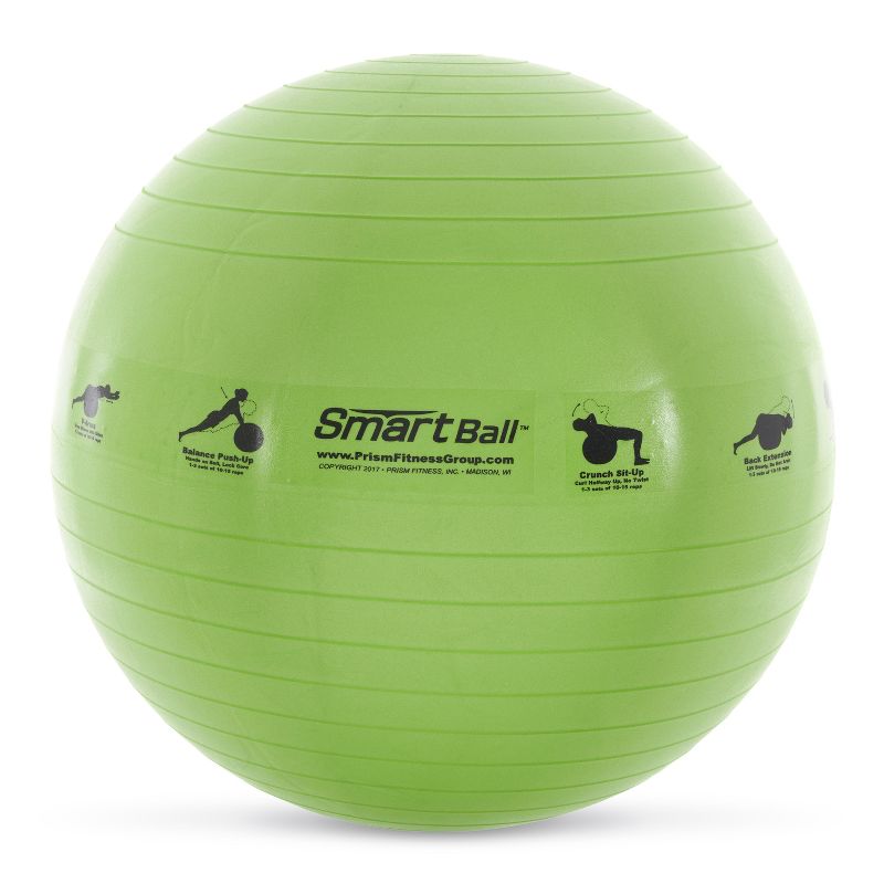 Prism Fitness 23" Smart Self-Guided Stability Exercise Ball w/13 Exercises Printed for Yoga, Pilates, Office Ball Chair and More, Green, 1 of 7