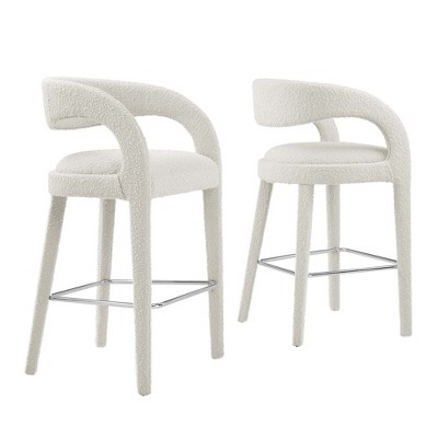 Modway Pinnacle Boucle Upholstered Bar Stool Set of Two